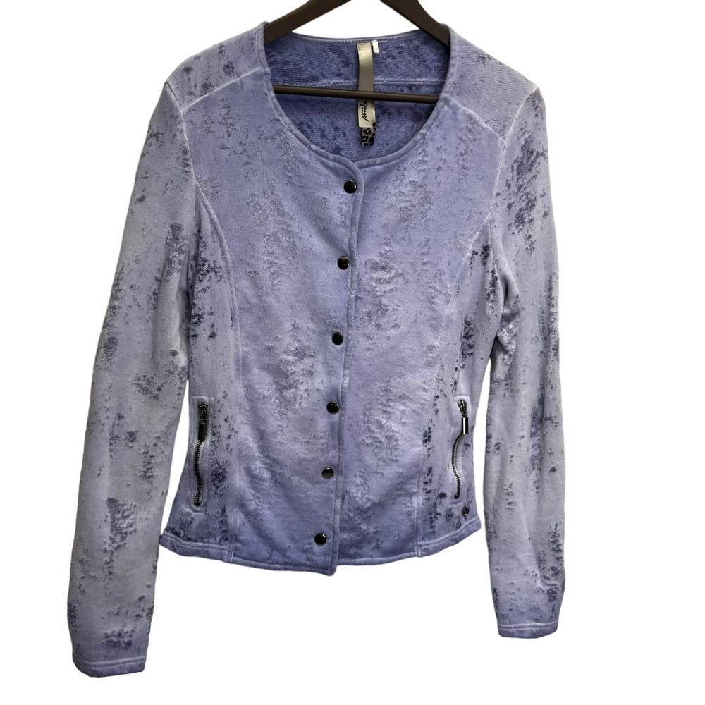 POOOLS Purple Snap Closure Distressed Cardigan Jacket Size M